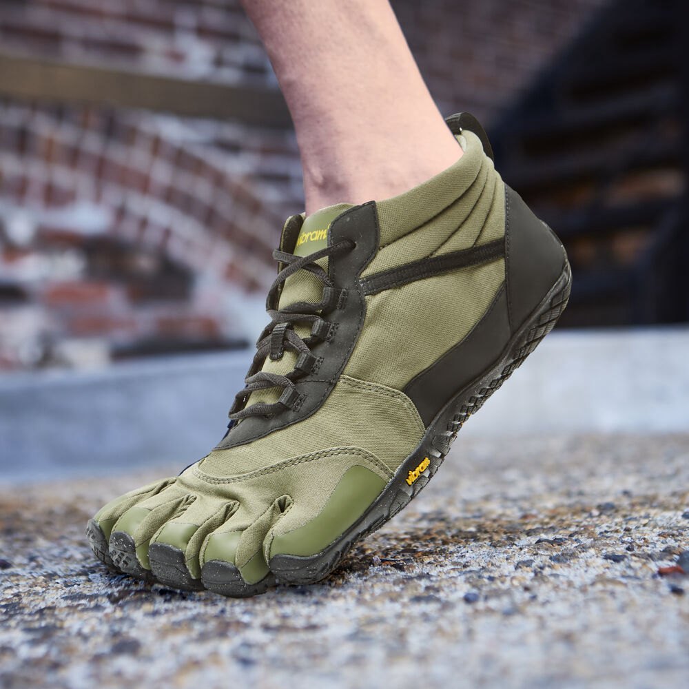 Zapatos Descalzos Hombre Verde Oliva - FiveFingers V-Trek Insulated - FLVUWX-173